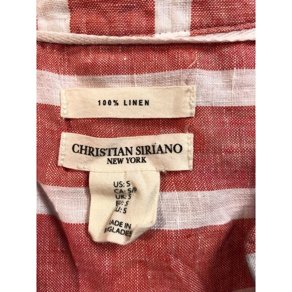 Christian Siriano Red & White Striped‎ Sleeveless Lace-Up Linen Top Sm - Picture 5 of 6